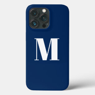 Blauw-wit van het initiaal van monogram aanpassen iPhone 13 pro hoesje