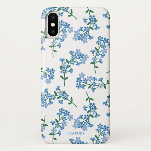 Blauw wit vergeet me niet Floral Pattern Case-Mate iPhone Case (Achterkant)