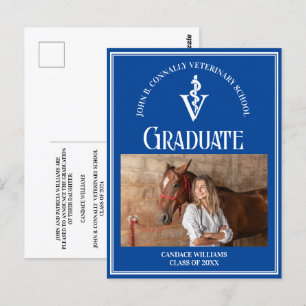 Blauw Wit Veterinaire School Foto Afstuderen Briefkaart