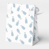 Blauw Wit Vliegtuig + Bagagepatroon Baby shower Bedankdoosjes (Achterkant)