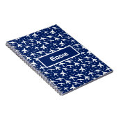 Blauw wit vliegtuigpatroon notitieboek (Rechterzijde)