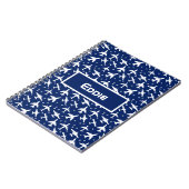 Blauw wit vliegtuigpatroon notitieboek (Linkerzijde)