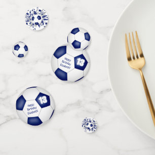 Blauw wit voetbal blowout verjaardagsfeestje confetti