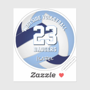 Blauw Wit Volleybal Club Kleuren Atleet Naam Sticker