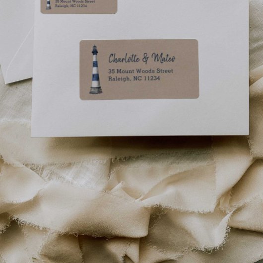 Blauw Wit Vuurtoren Kraft Label