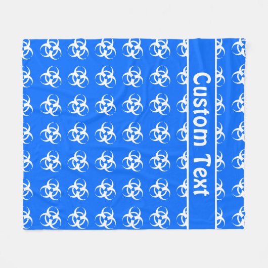 Blauw & wit waarschuwingsmandje voor biogevaar met fleece deken (Voorkant (Horizontaal))