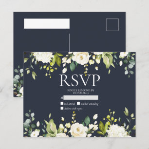 Blauw & Wit Waterverf Bloemendruppel Geen Menu RSV