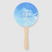 Blauw & Wit Waterverf Delicaat Bladgroen Handwaaier (Achterkant)