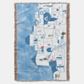 Blauw & Wit Waterverf Santorini Griekenland Deken (Voorkant Verticaal)