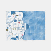 Blauw & Wit Waterverf Santorini Griekenland Fleece Deken (Voorkant (Horizontaal))