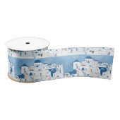 Blauw & Wit Waterverf Santorini Griekenland Lint (Spoel)