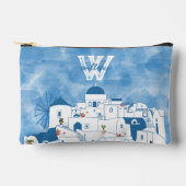 Blauw & Wit Waterverf Santorini Griekenland Monogr Etui (Voorkant)