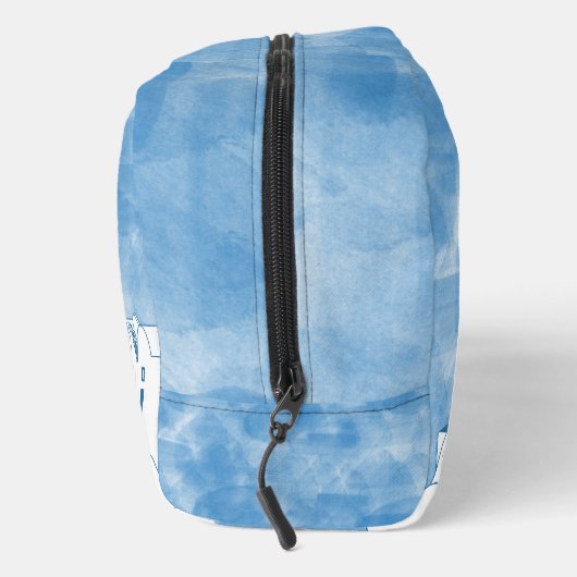Blauw & Wit Waterverf Santorini Griekenland Monogr Toilettasje (Rechts)