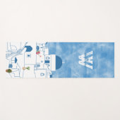Blauw & Wit Waterverf Santorini Griekenland Monogr Yogamat (Voorkant (horizontaal))
