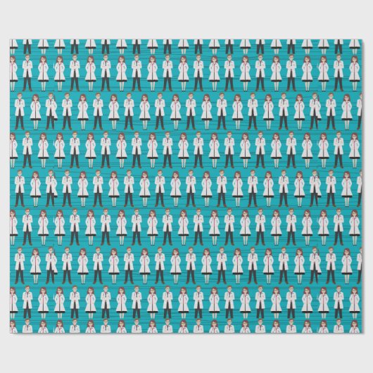 Blauw wit werkdocument voor medisch personeel cadeaupapier (Vlak)