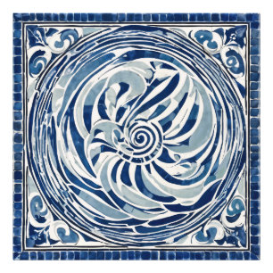 Blauw wit wervelpatroon 02 foto afdruk