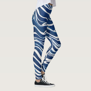 Blauw wit wervelpatroon 06 leggings