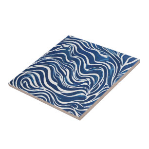 Blauw wit wervelpatroon 06 tegeltje