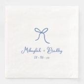 Blauw & Wit Whimsical Bow Gepersonaliseerde bruilo Servet (Voorkant)