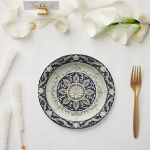 Blauw & Wit wildflower Bloemen Keramisch porselein Papieren Bordje