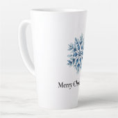 Blauw Wit Winter Sneeuwvlok Kerstmis Latte Mok (Linkerhoek)