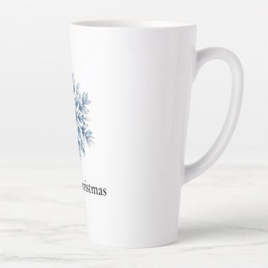 Blauw Wit Winter Sneeuwvlok Kerstmis Latte Mok (Rechts)