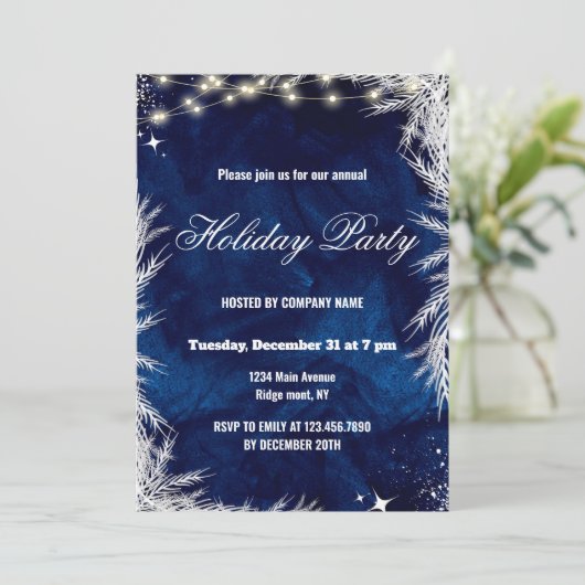 Blauw-Wit Winterfeest 2025 Kaart (Staand voorkant)