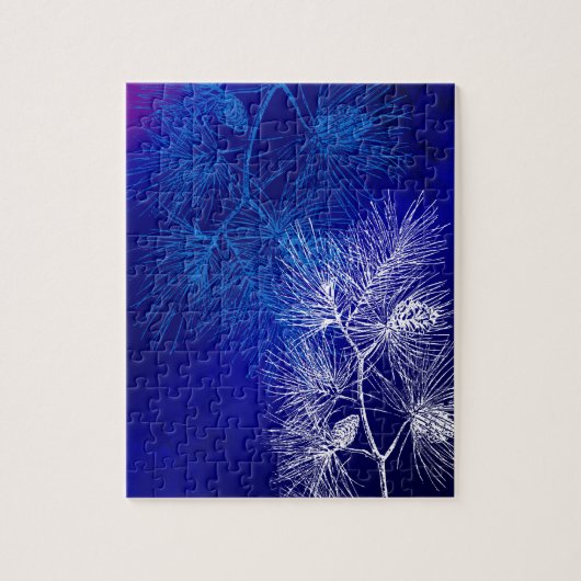 Blauw wit winterpatroon legpuzzel (Verticaal)