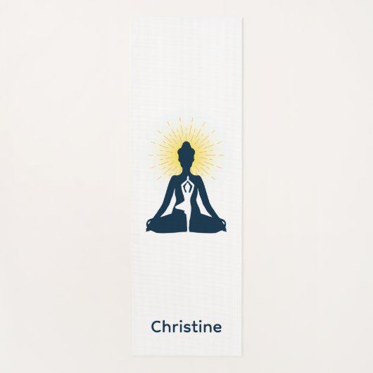 Blauw-wit Yoga Pose en aangepaste naam Yogamat (Voorkant)