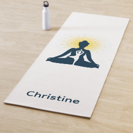 Blauw-wit Yoga Pose en aangepaste naam Yogamat