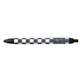 Blauw & Wit Zakelijk logo Company merk Checkers Zwarte Inkt Pen (Voorkant)
