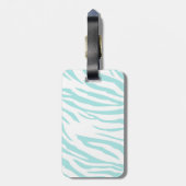 Blauw Wit Zebra Print Monogram Bagagelabel (Achterkant verticaal)