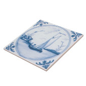 Blauw Wit Zeilboot Delft Art Tegel Tegeltje (Zijkant)