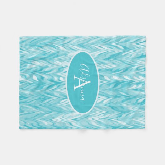 Blauw-wit zigzag fleece deken (Voorkant (Horizontaal))