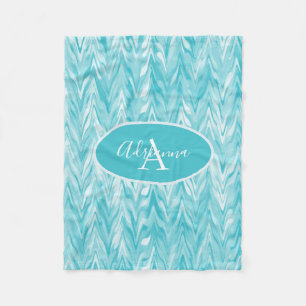 Blauw-wit zigzag fleece deken