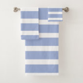 Blauw wit zomer kuststreep patroon bad handdoek (Insitu)