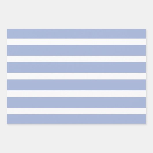 Blauw wit zomer kuststreep patroon inpakpapier vel (Voorkant 2)