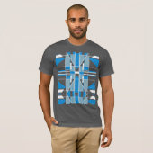 Blauw Wit Zuidwesten Kijk  Mozaïek Abstract T-shirt (Voorkant volledig)