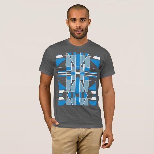 Blauw Wit Zuidwesten Kijk  Mozaïek Abstract T-shirt (Voorkant volledig)