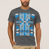 Blauw Wit Zuidwesten Kijk  Mozaïek Abstract T-shirt (Voorkant)