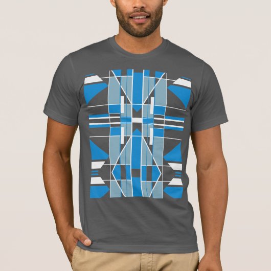 Blauw Wit Zuidwesten Kijk  Mozaïek Abstract T-shirt (Voorkant)