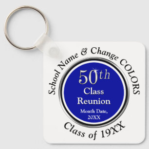 Blauw, wit, zwart, 50 jaar klasse Reunion Souvenir Sleutelhanger