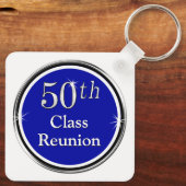 Blauw, wit, zwart, 50 jaar klasse Reunion Souvenir Sleutelhanger (Achterkant)