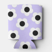 Blauw Wit Zwart Bloem Elegante Tropische Bloem Blikjeskoeler (Achterkant)