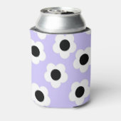 Blauw Wit Zwart Bloem Elegante Tropische Bloem Blikjeskoeler (Blikje Achterkant)