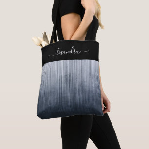Blauw Wit Zwart rustiek ombre gepersonaliseerd ges Draagtas