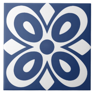 Blauw witte abstracte bloem geometrisch tegeltje