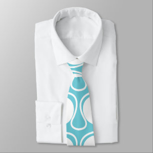 Blauw Witte Abstracte Curve Deco Kunst Stropdas