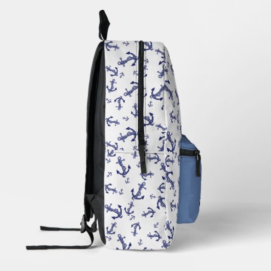 Blauw-witte ankers bedrukte rugzak (Links)