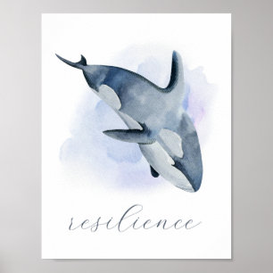 Blauw Witte Aquarel Orka Orka Poster
